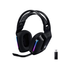 Logitech G733 Lightspeed Wireless Gaming Headset with Suspension Headband, LIGHTSYNC RGB, Blue VO!CE mic Technology and PRO-G Audio Drivers - Black